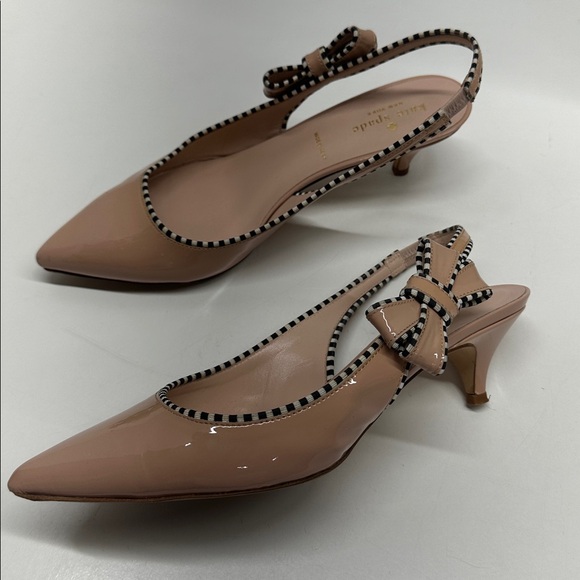 Kate Spade Ollie Kitten Heels Patent Leather Bow Slingback Pointed Toe Size 9 - Picture 1 of 11
